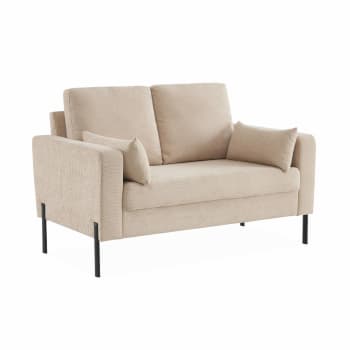 Bjorn - 2-Sitzer-Sofa, mit Cordbezug und Metallfüßen, Beige
