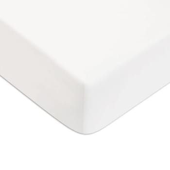 Coton unis - Drap housse coton  uni bonnet 25cm blanc 140x190cm