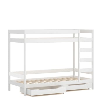 Letto A Castello In Legno Massello Di Pino 90x190 Cm - Per Bambini E Adulti, Struttura Sicura Con Sponde - Foto 3