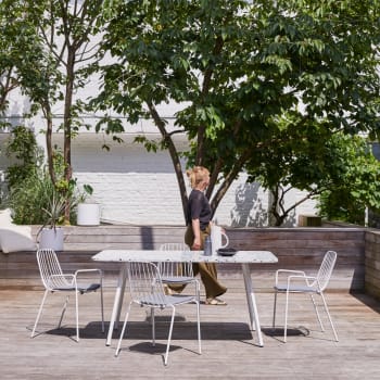 Elio - Tavolo da giardino terrazzo premium e metallo bianco 4/6 pers.