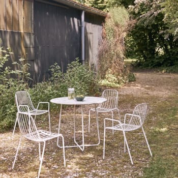 Elio - Table de jardin ronde en terrazzo premium vert et métal 4 pers.