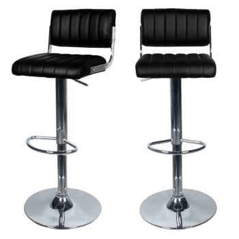 Houston - Chaise de bar réglable 61/83 cm en cuir synthétique noir (lot de 2)