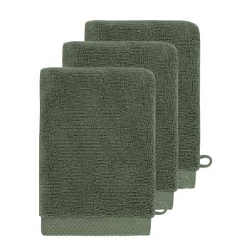 Lot de 2 gants de toilette vert 15x20 en coton CLAIRE 420