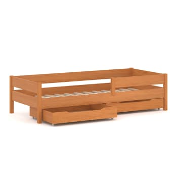 Letto Singolo In Legno Massello Di Pino Con Cassetti - 90x190 Cm, Design Rustico E Funzionale, Bianco - Foto 4