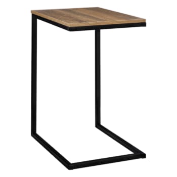 Table d'appoint bout de canapé métal noir et bois - 45x35x66.5cm