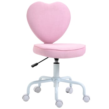 Sedia per scrivania con altezza regolabile in lino rosa