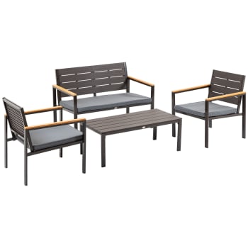 Set Di Mobili Da Giardino 4 Posti Tessuto Di Resina Intrecciata Grigio Lipari M22043767