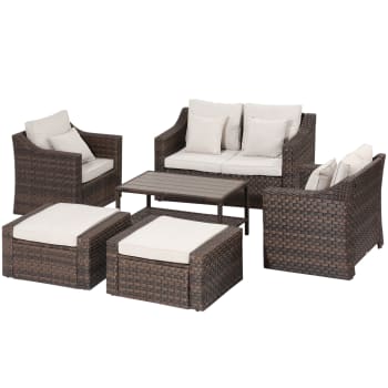 Salotto da giardino in rattan, set di divani da esterno in polyrattan  tortora – Samira Italia