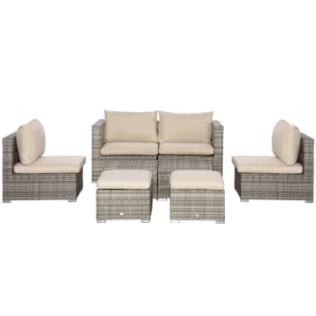 DecHome Salotto da Esterni in Rattan Set 6 Pz con Divanetto da Giardino  Poltrone e Tavolino Marrone - 206860