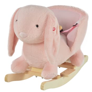 Dondolo giocattolo coniglio per bambini suoni realistici peluche rosa