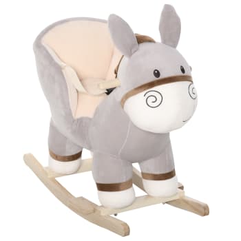 Dondolo giocattolo asino per bambini suoni realistici in legno grigio