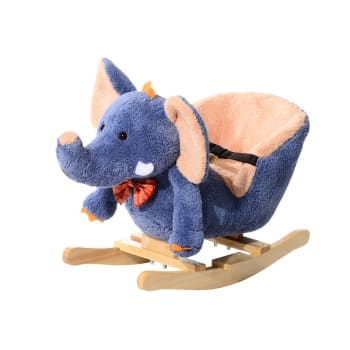 Cavallo a dondolo elefante per i bambini in legno blu