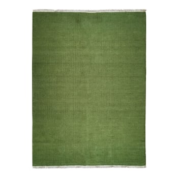 Essence - Tapis en jute et coton avec franges vert foncé 160x230