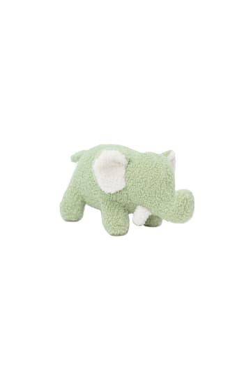 BABY - Peluche elefante per bambini in 100% cotone verde 30X8X13cm