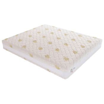 010897 - Letto con rete imbottito 140x190 similpelle bianco Agueda 