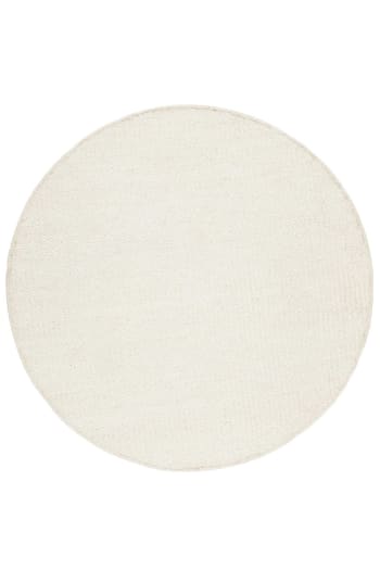 Gobi - Tapis plat rond fait main laine vierge et jute crème 120 D