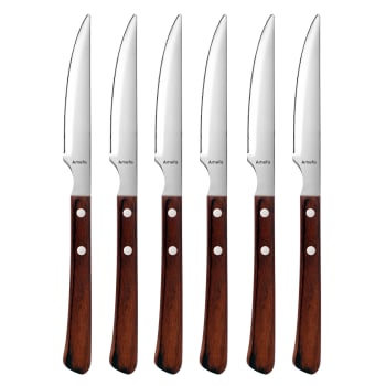 Navaris Lot 6x Couteau à Steak - Coffret Couteaux de Table à Dents avec  Manche en Bois et Lame en Inox pour Viande - Boîte Cadeau Rangement Incluse  : : Cuisine et Maison