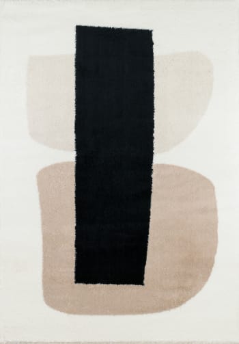 KARENA - Tapis salon moderne avec motif graphique beige, gris et noir-200x290