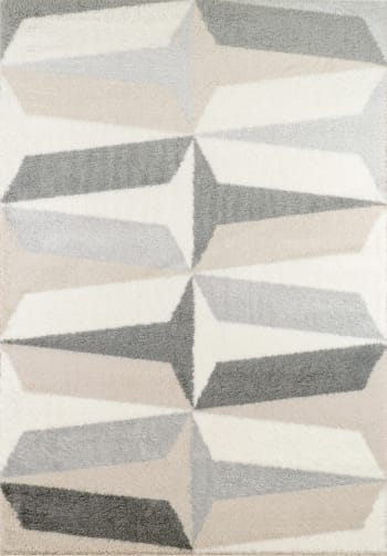 KARENA - Tapis salon moderne avec motif graphique beige, gris et ivoire-200x290