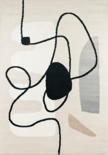 LASSO - Tappeto astratto beige, nero e grigio - 160x230 cm