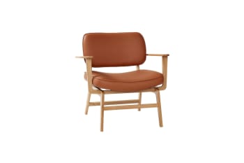 Haze - Fauteuil en cuir et croûte de cuir orange