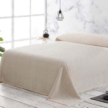 ESPIGA - Pack 2 unidades plaids multiusos sofa cama beige 180x260 cm