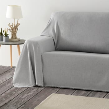 LISO - Plaid multiusos sofá colcha manta cama gris claro 180x260 cm