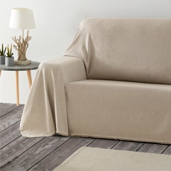 LISO - Pack 2 unidades plaids multiusos sofa cama beige 230x260 cm