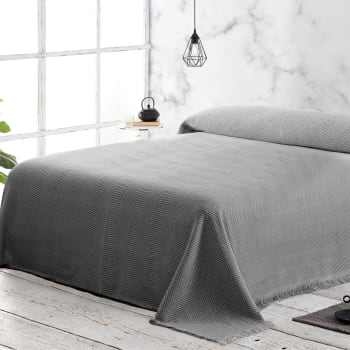 ESPIGA - Pack 2 unidades plaids multiusos sofa cama gris oscuro 180x260 cm