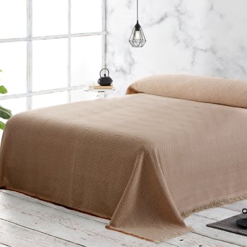 ESPIGA - Pack 2 unidades plaids multiusos sofa cama marrón 230x260 cm