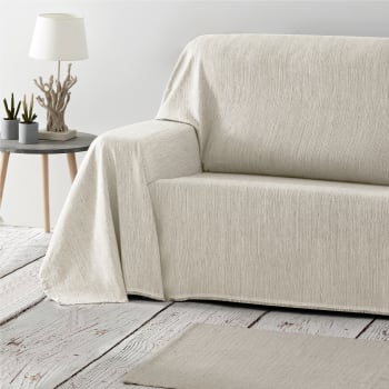 TRAMA - Pack 2 unidades plaids multiusos sofa cama beige 230x260 cm