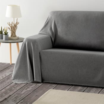 LISO - Pack 2 unidades plaids multiusos sofa cama gris oscuro 230x260 cm