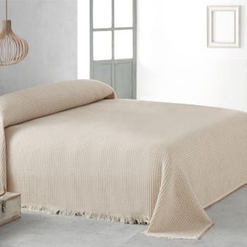 NIDODEABEJA - Pack 2 unidades plaids multiusos sofa cama beige 230x260 cm