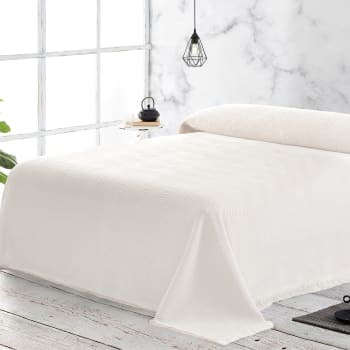 ESPIGA - Pack 2 unidades plaids multiusos sofa cama blanco/marfil 180x260 cm