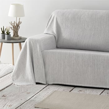 TRAMA - Pack 2 unidades plaids multiusos sofa cama gris claro 180x260 cm