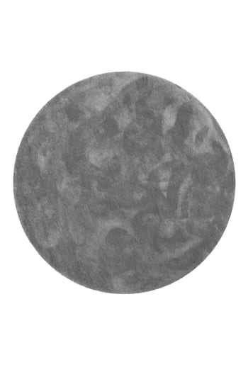 Emilia - Tappeto grigio in microfibra a pelo lungo retondo Ø 120cm