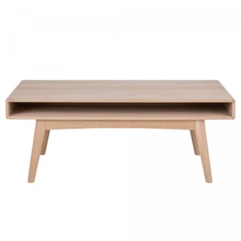 Marti - Table basse rectangulaire en bois 130x70cm avec niche naturel