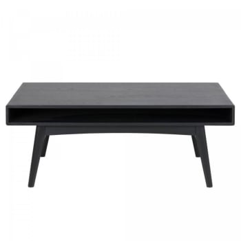 Marti - Table basse rectangulaire en bois 130x70cm avec niche noir