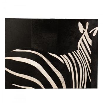 Zebra - Tableau 90x120 zèbre en cuir noir et blanc