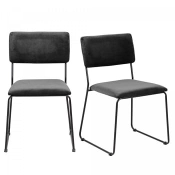 Carnelia - Lot de 2 chaises en velours style moderne gris
