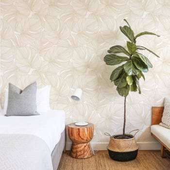 Palms - Papier peint vinyle adhésif palmiers beige 50x300 cm