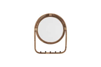 Haven - Espejo de bambú marrón de 5 ganchos