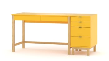 Mesa escritorio infantil blanco con rodillo y bandeja 60x40x44 cm