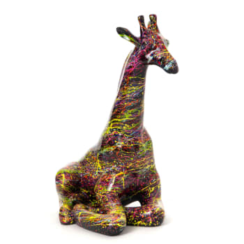 Splash - Girafe couchée    87 cm noir en résine H87