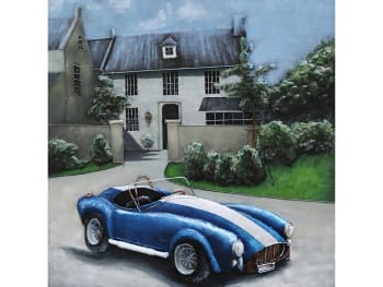 MÉTAL BRASS - Tableau relief en métal voiture sport ac cobra 100x100