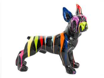 Trash - Bulldog français debout    90 cm noir en résine H80
