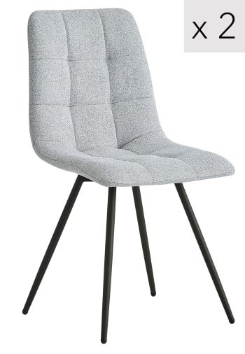 Lot de 2 chaises scandinaves en métal et tissu gris