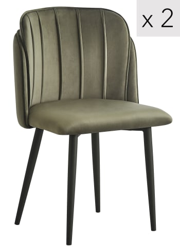 Set 2 sillas escandinavas con patas de acero verde