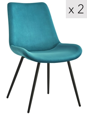 Chaise pliante velours bleu 5Five - Bleu canard