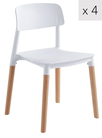 Set 4 sillas escandinavas con patas de madera blanco